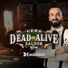 Dead or Alive: Saloon slot logo by Evolution at Rabona Casino